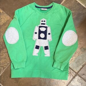 🚸Hanna Andersson Green Robot Sweatshirt size 130/ youth 8